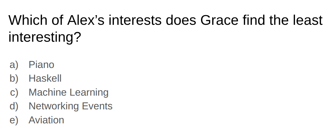Relationship quiz sample question